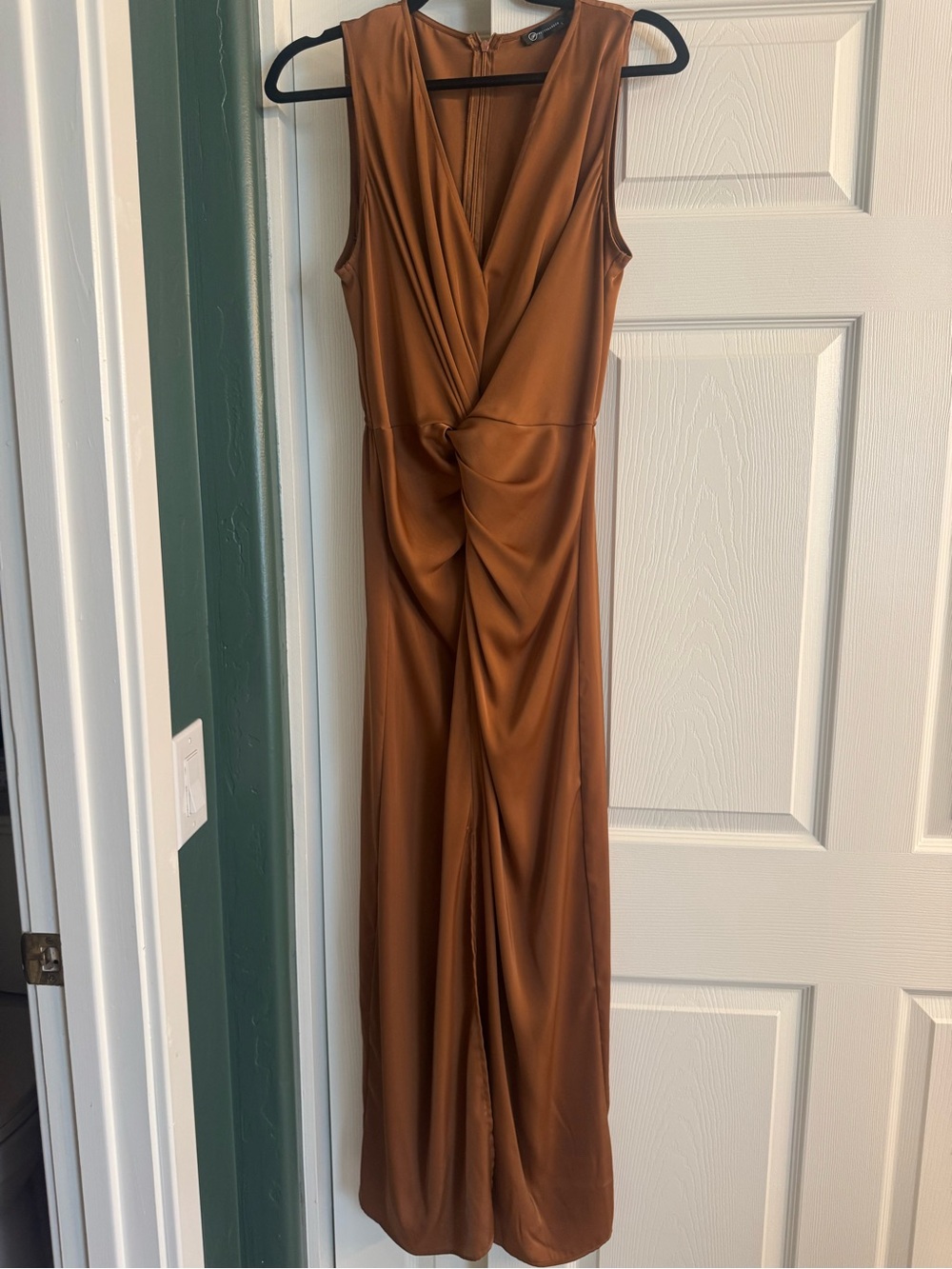 Twist-Front Maxi Dress in Rust Brown